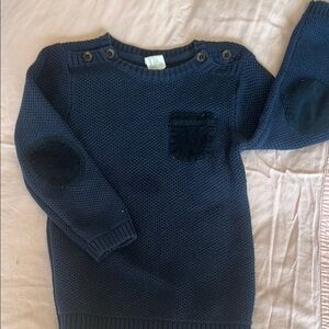 Navy Knit Sweater with Elbow Patches